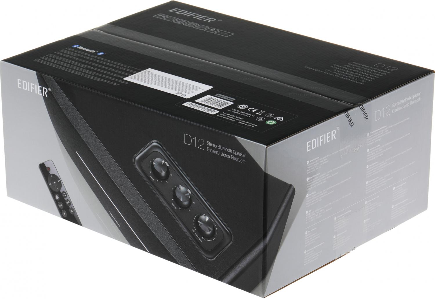 Колонки Edifier D12 2.0 черный/черный 70Вт BT
