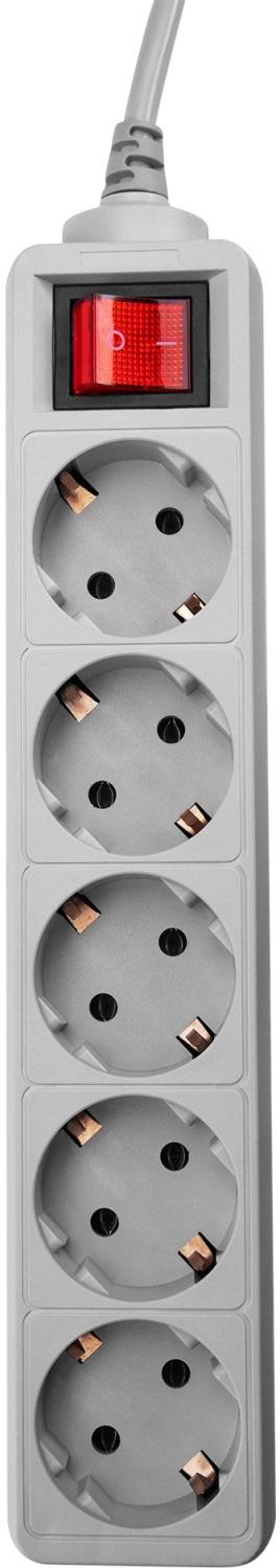 Сетевой фильтр PC Pet AP01006-E-G 1.8м (5 розеток) серый (пакет ПЭ)
