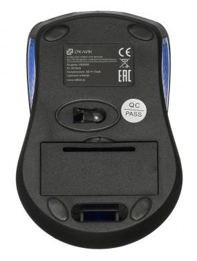 Мышь Оклик 485MW черный/синий оптическая 1200dpi беспров. USB для ноутбука 3but (997826)