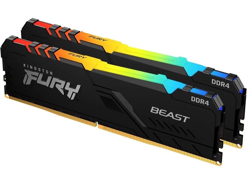 Модуль памяти Kingston 32GB DDR4 3200MHz DIMM FURY Beast Black RGB XMP kit 2x16Gb, CL16, 288-pin 1.35V Non-ECC