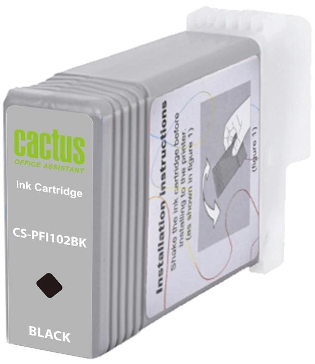 Картридж струйный Cactus CS-PFI102BK PFI-102 BK черный (130мл) для Canon iPF500/iPF600/iPF700/ MFP M40/iPF765/LP17/LP24 с чипом