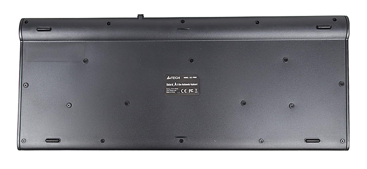 Клавиатура A4Tech KLS-7MUU серебристый/черный USB slim Multimedia (KLS-7MUU USB) кабель 1.5м