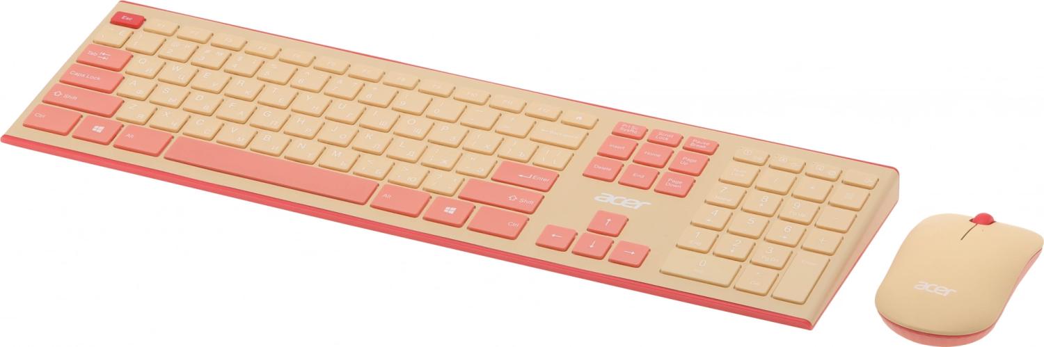 Клавиатура + мышь Acer OCC205 клав:розовый/бежевый мышь:розовый/бежевый USB беспроводная slim Multimedia (ZL.ACCEE.00F)