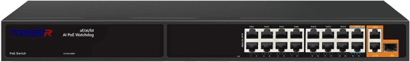Коммутатор Trassir TR-NS11191S-285-16PoE (L2) 15x100Мбит/с 3x1Гбит/с 1SFP 16PoE 285W неуправляемый