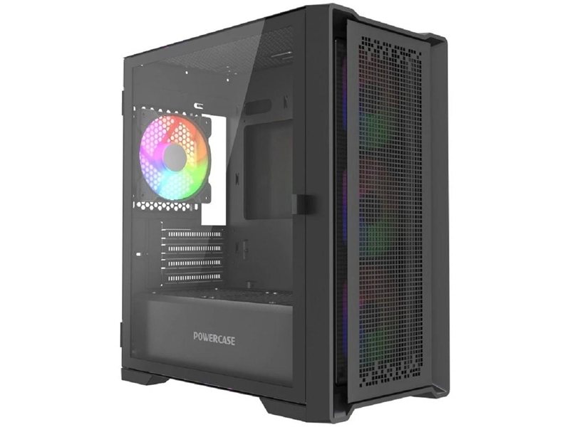 Powercase ByteFlow Micro Black LE, Tempered Glass, 4х 120mm ARGB PWM fans, чёрный, mATX [без встроенного хаба] (CAMBFB-A4-LE)