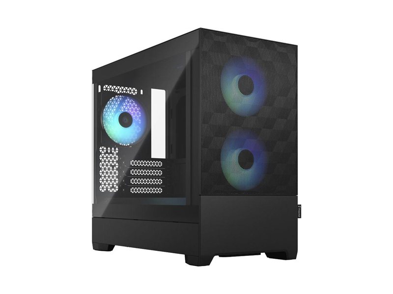 Корпус ПК без блока питания/ Case Fractal Design Pop Mini Air RGB TG Clear Tint, Mini-Tower, 3x120mm RGB, 2xUSB-A 3.2 mATX, mITX Black