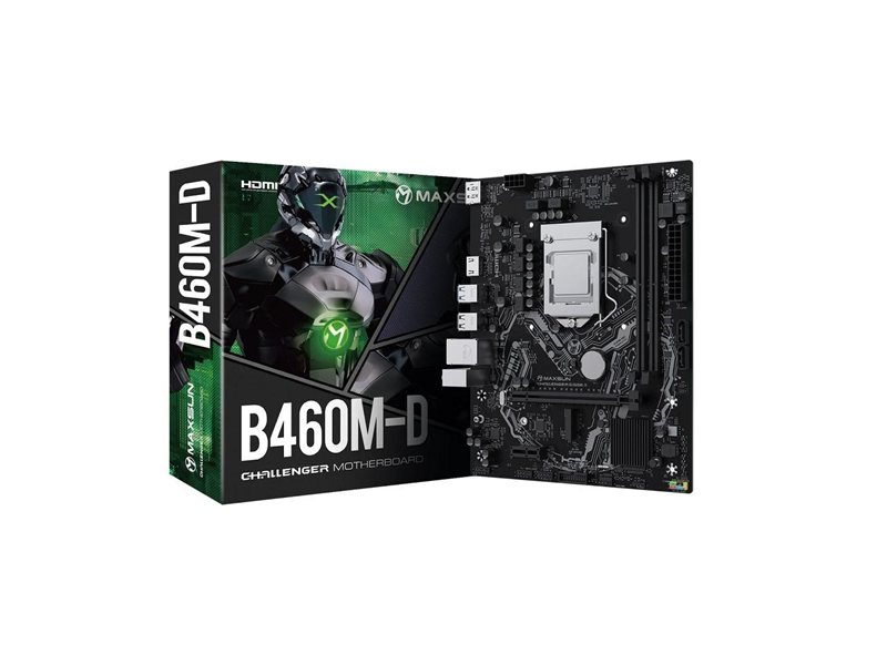 MAXSUN MS-Challenger B460M-D (Socket 1200, mATX, 2*DDR4(64Gb), DP/HDMI, 2*SATA3, 1*M.2, 1xPCI-E x16 /1xPCI-E x, 4*USB 2.0, 2*USB 3.2 Gen1 , LAN 1*1G, RTL)
