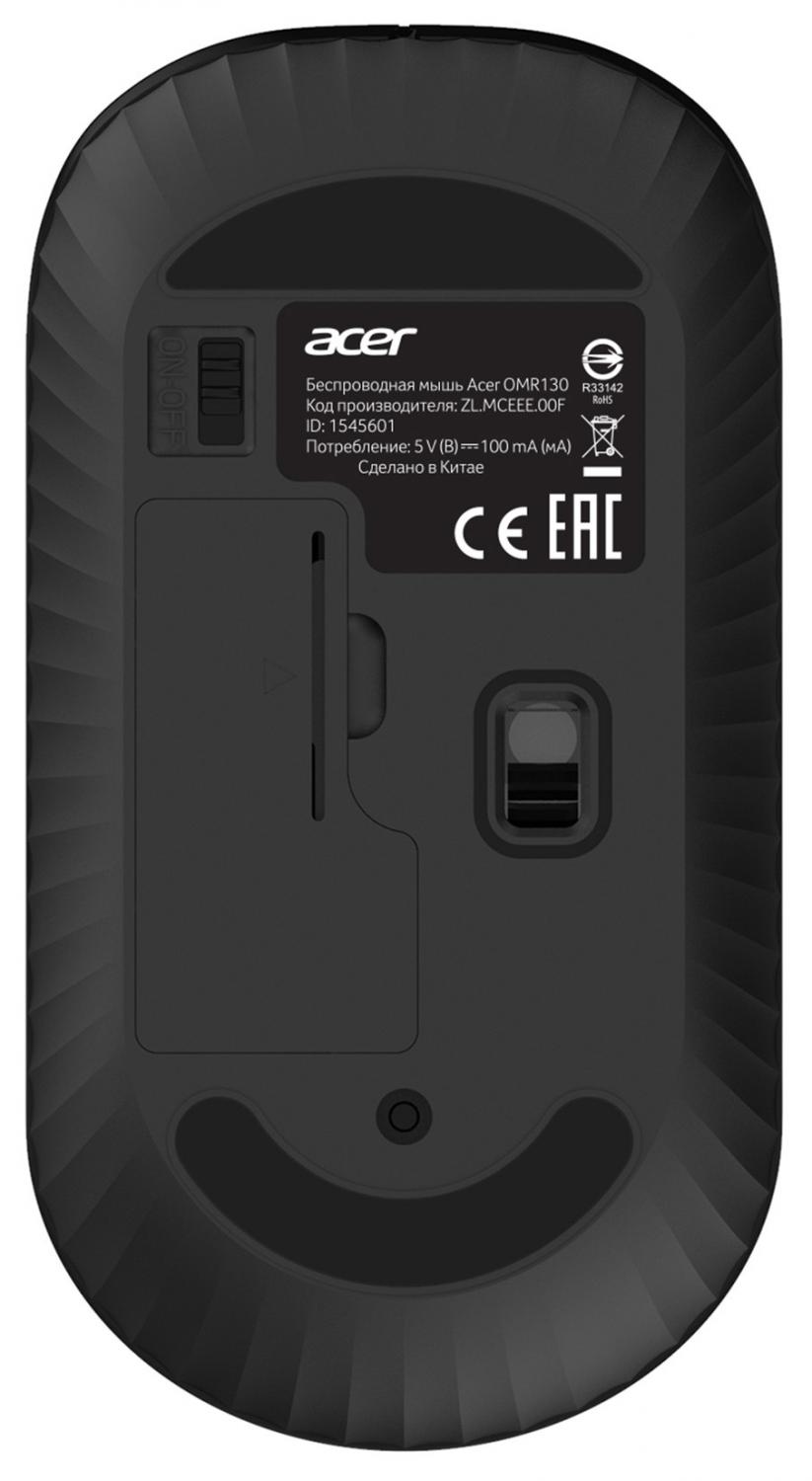 Мышь Acer OMR130 черный оптическая 1200dpi беспров. USB 3but (ZL.MCEEE.00F)