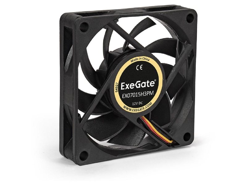 Exegate EX283372RUS Вентилятор ExeGate EX07015H3PM, 70x70x15 мм, гидродинамический, 3pin+Molex, 3000RPM, 26dBA