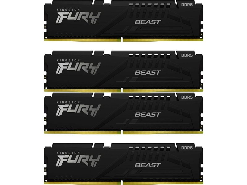 Память оперативная/ Kingston 128GB 5600MT/s DDR5 CL40 DIMM (Kit of 4) FURY Beast Black XMP