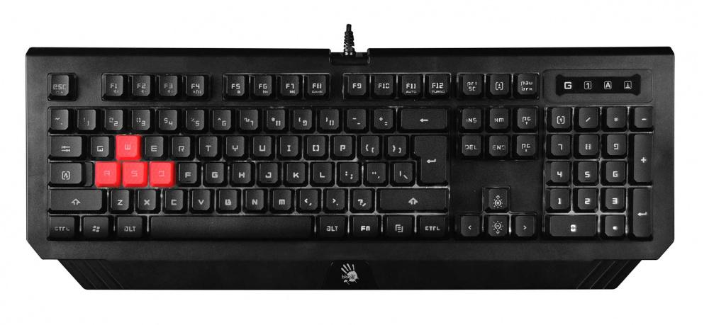 Клавиатура A4Tech B120N черный USB Multimedia for gamer LED (подставка для запястий) кабель 1.8м