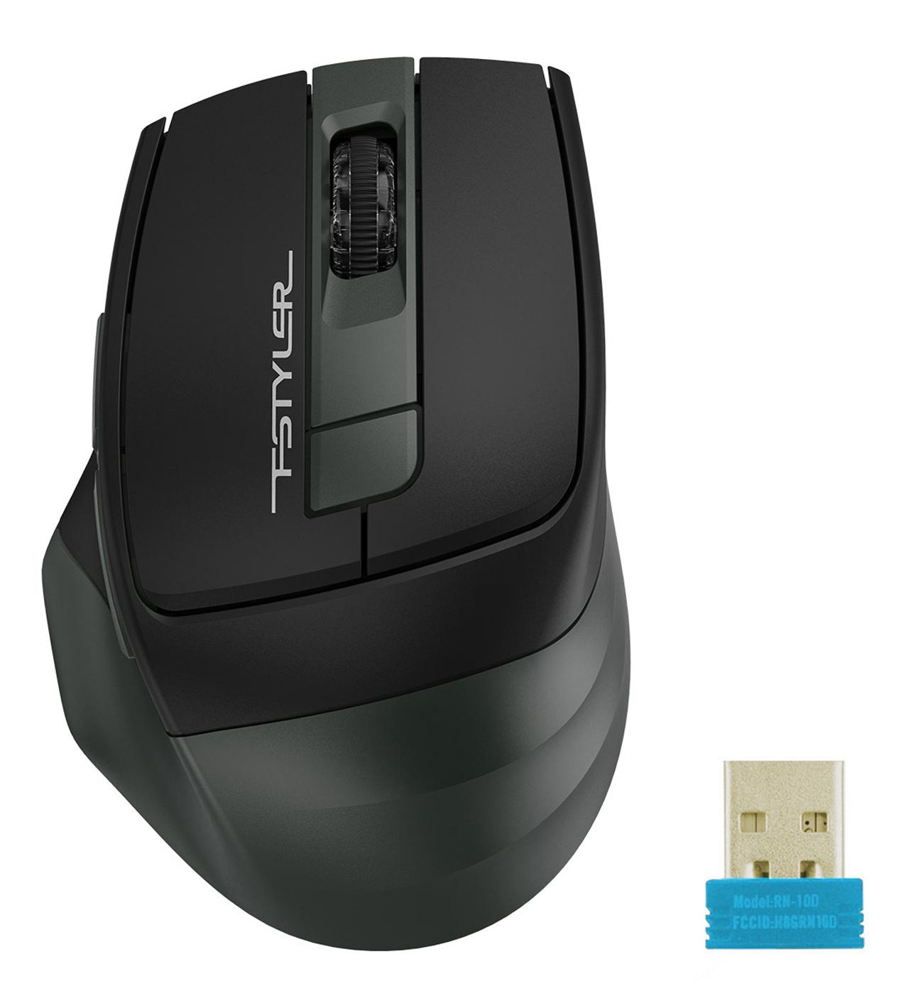 Мышь A4Tech Fstyler FB35 зеленый/черный оптическая 2000dpi беспров. BT/Radio USB для ноутбука 6but (FB35 MIDLIGHT GREEN)