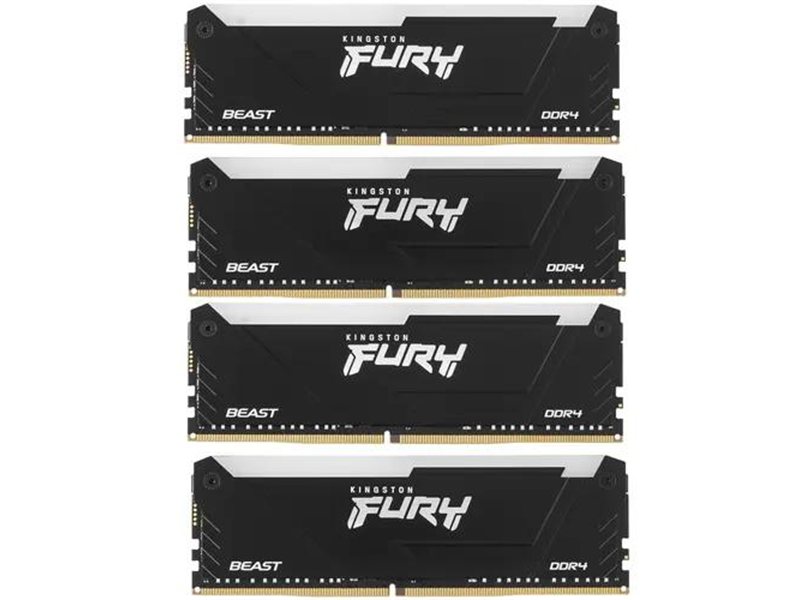 Память оперативная/ Kingston 64GB 3600MT/s DDR4 CL18 DIMM (Kit of 4) FURY Beast RGB
