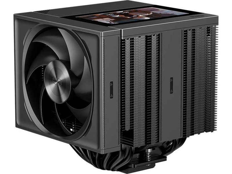 Кулер для процессора/ CPU Cooler PCCooler RZ820 Display BK (290W, 4-pin PWM, LED, 169mm, Al/Cu, 8x6mm, 1x140mm + 1x150mm, 71.9/78.7CFM, 27.1/35.8dBA, 1500/2500RPM, S: 1851/1700/1200/115X/20XX, AM5/AM4, black)