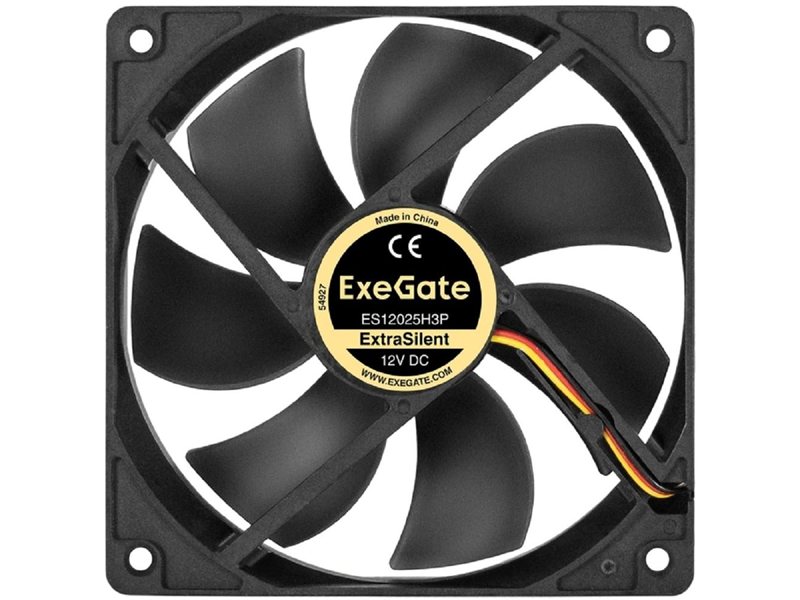 Exegate EX297056RUS Вентилятор 12В DC ExeGate ExtraSilent ES12025H3P (120x120x25 мм, Hydraulic bearing (гидродинамический), 3pin, 1450RPM, 24dBA)