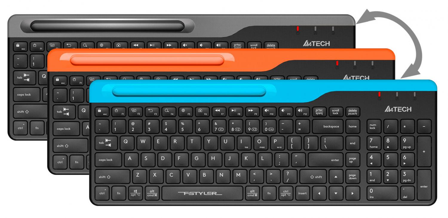 Клавиатура A4Tech FBK25 черный/серый USB беспроводная BT/Radio slim Multimedia (FBK25 BLACK)