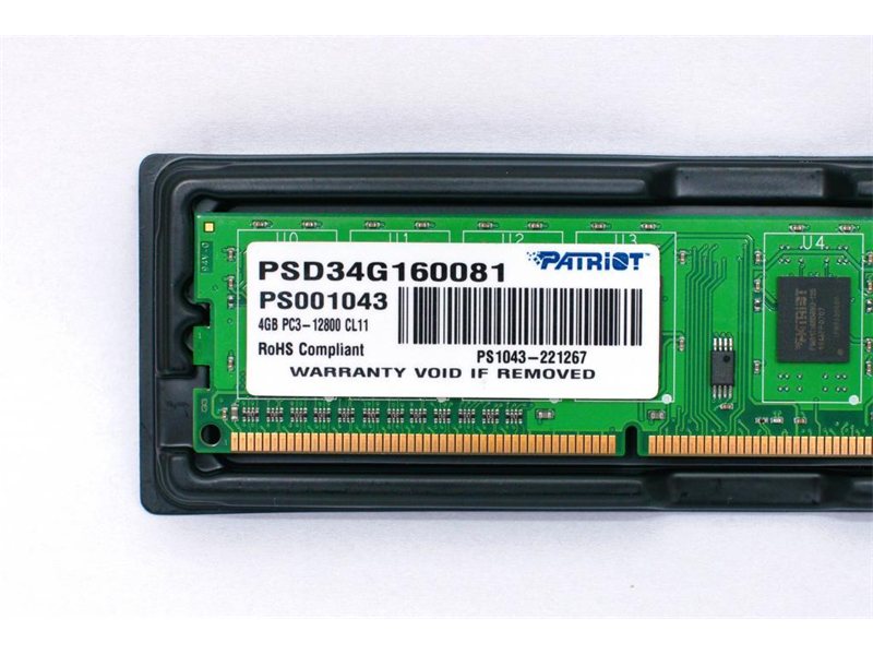 Оперативная память Patriot SL DDR3 DIMM 4GB 1600MHz CL11 1*4GB 11-11-11-28 1.5V