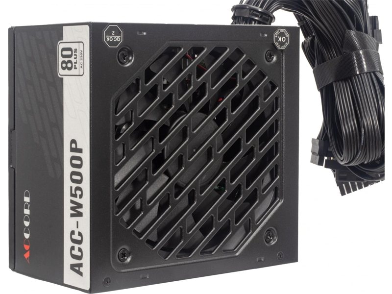 Блок питания Accord ATX 500W ACC-W500P 80+ white (20+4pin) APFC 120mm fan 6xSATA RTL