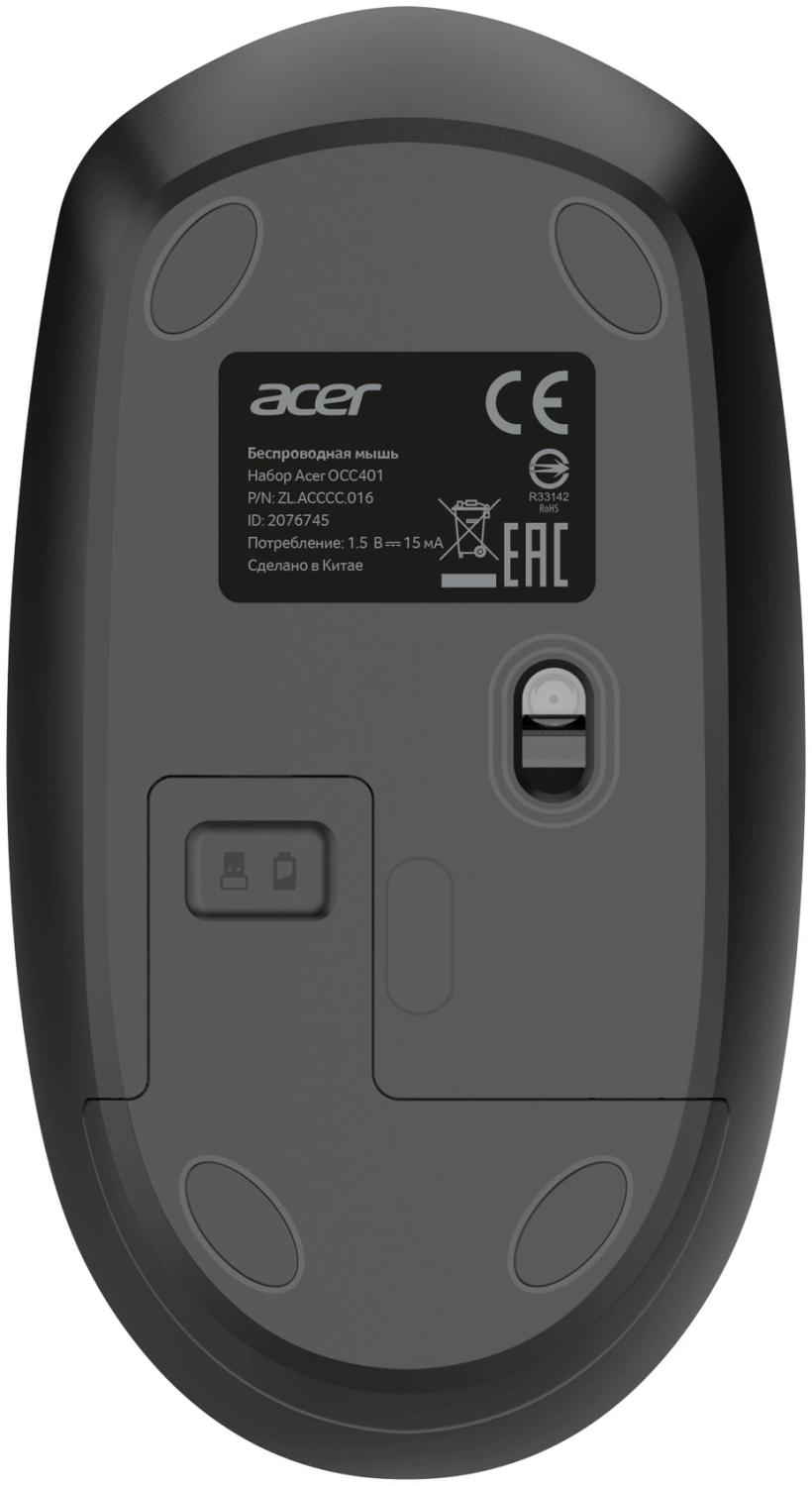 Клавиатура + мышь Acer OCC401 клав:черный мышь:черный USB беспроводная Multimedia (ZL.ACCCC.016)