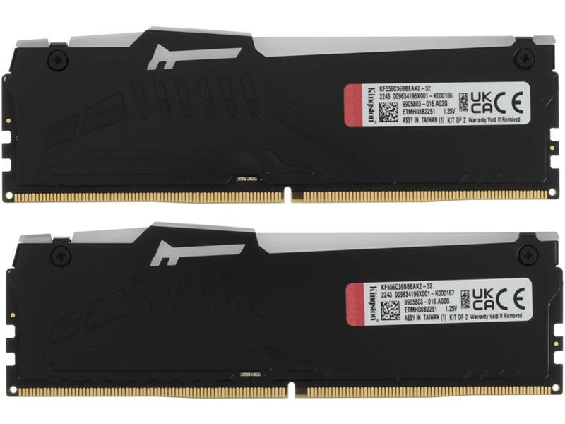 Память DDR5 2x16GB 5600MHz Kingston KF556C36BBEAK2-32 Fury Beast Expo RGB RTL Gaming PC5-44800 CL36 DIMM UDIMM 288-pin 1.25В kit single rank с радиатором Ret