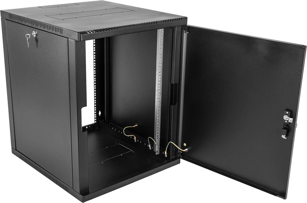 Шкаф коммутационный ЦМО (ШРН-12.350.1-9005) настенный 12U 600x359мм пер.дв.стекл 200кг черный 300мм 14кг 180град. 612мм металл