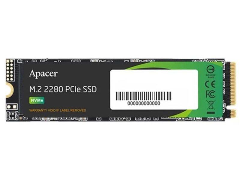 Твердотельный накопитель SSD Apacer AS2280 512GB M.2 2280 AP512GAS2280P4X-1 Client PCIe Gen3x4 with NVMe, 2100/1500, IOPS 300/420K, MTBF 1.5M, 3D NAND, DRAM less, 350TBW, 0,62DWPD, RTL