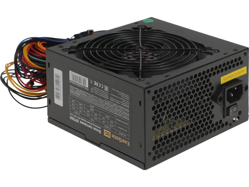 Блок питания Exegate ATX 550W XP550 (20+4pin) PPFC 120mm fan 3xSATA