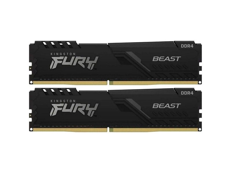 Модуль памяти Kingston 32GB DDR4 3200 DIMM FURY Beast Black Gaming Memory KF432C16BB1K2/32WP Non-ECC, CL16, 1.35V, 1Gx8 kit 2х16