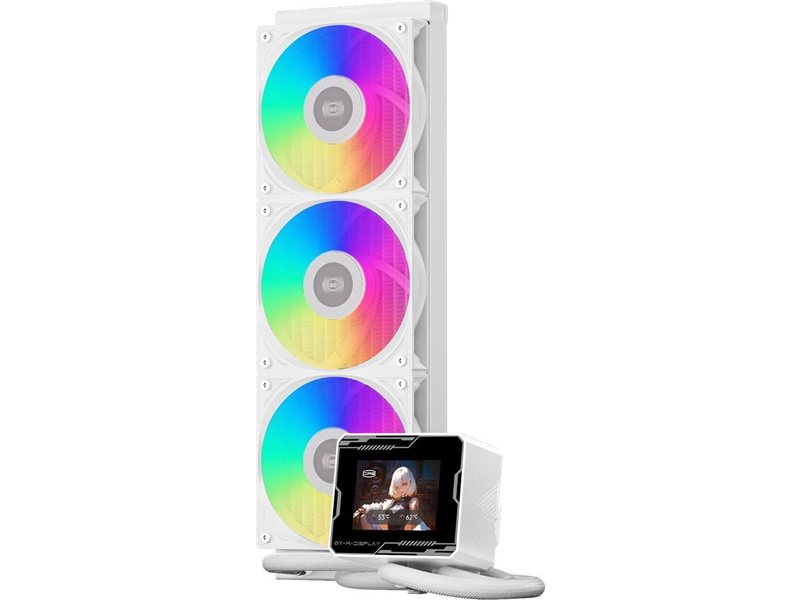 Система водяного охлаждения PcCooler GT360M Display ARGB Soc-AM5/AM4/1200/1700/1851 белый 4-pin 15-33.7dB Al LCD 310W Ret (GT360M-WHAWXX-GL)