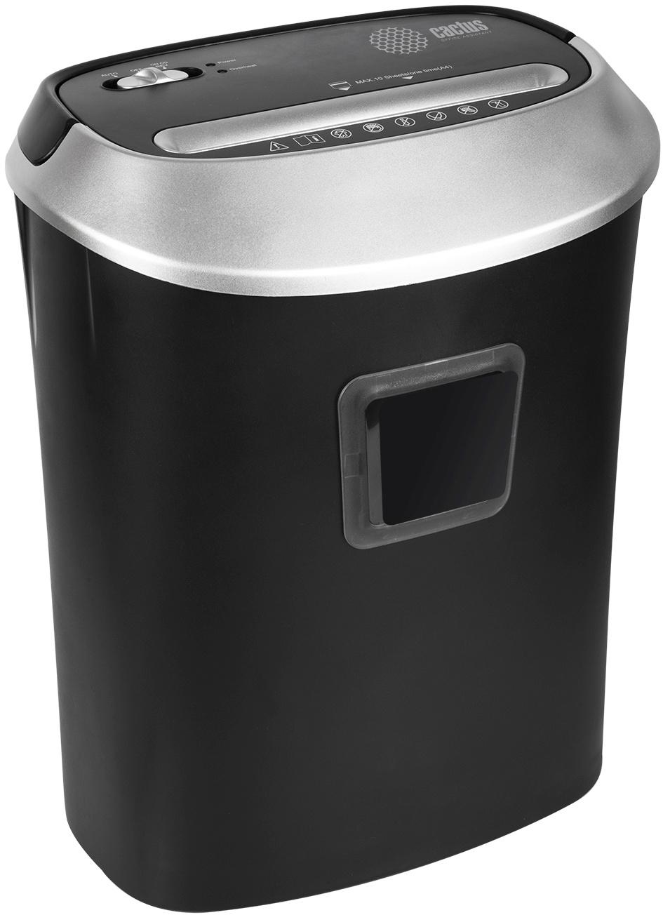 Шредер Cactus CS-SH-P6 черный/серый (секр.P-4) фрагменты 10лист. 21лтр. скрепки скобы пл.карты