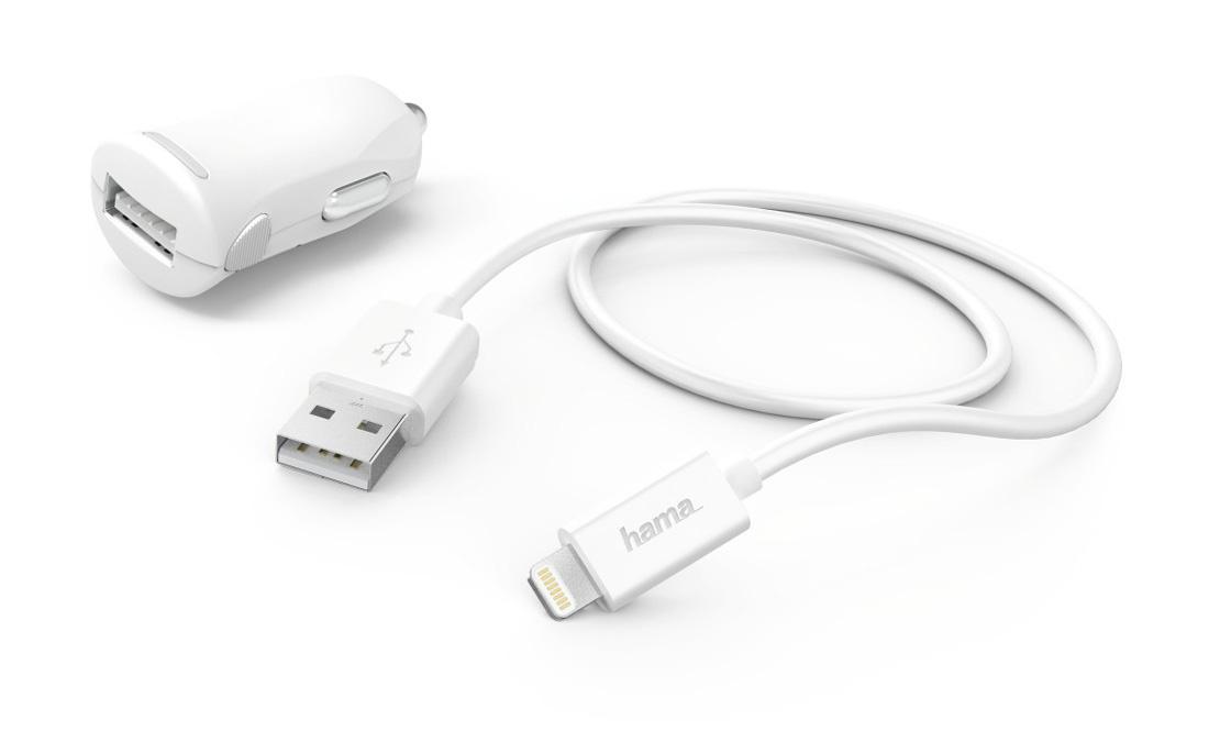 Автомобильное зар./устр. Hama H-183266 12W 2.4A USB для Apple белый (00183266)