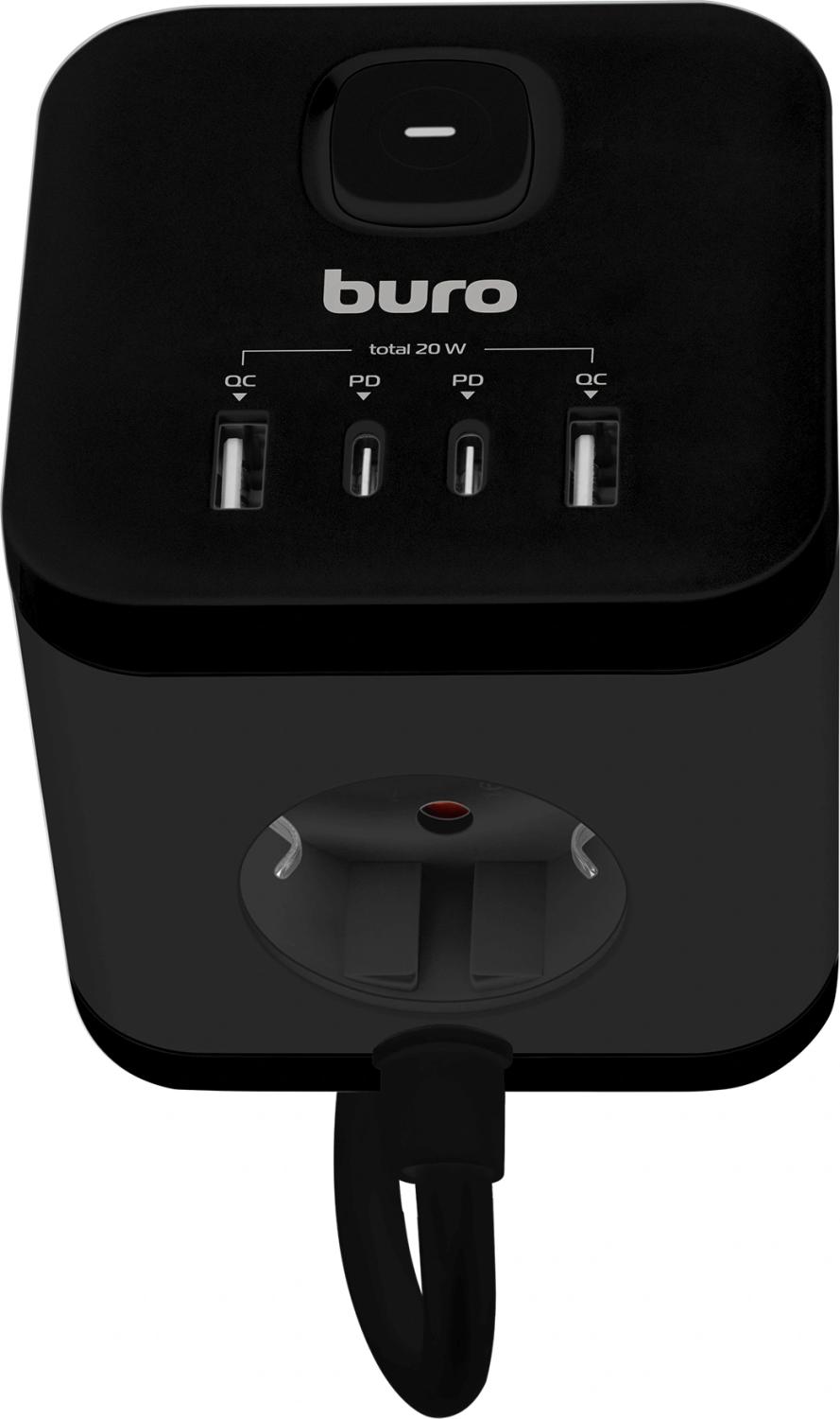 Сетевой удлинитель Buro BU-PC3.1UС-Plus-B 1.5м (3 розетки) черный (коробка)