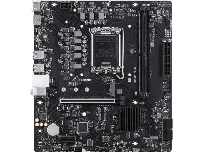 Материнская плата MSI PRO H610M-B Soc-1700 Intel H610 2xDDR5 mATX AC`97 8ch(7.1) GbLAN+HDMI+DP