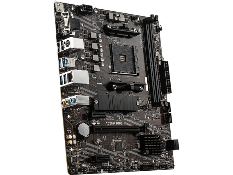 Материнская плата/ MB MSI AMD A520 sAM4, 2xDDR4(64GB), D-SUB/HDMI 2.1/DP, 1xPCIe 3.0x16, 2xPCIe 3.0, 1xLAN, 4xSATA 6Gb/s, 1xM.2, 4xUSB 3.2, 2xUSB 2.0, 1xPS/2, mATX