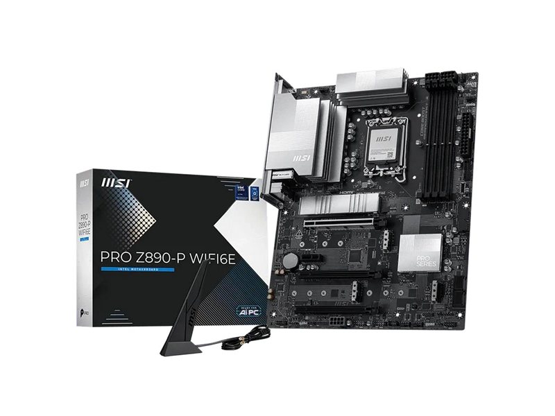 Материнская плата MSI PRO Z890-P WIFI6E Z890, LGA1851, 4*DDR5, 3*PCIEx16, 1*PCIEx1, 4*M.2, 2*TypeC, 1*USB3.2 Gen2, 6*USB3.2 Gen1, 8*USB2.0, 4*SATA3, 5G, DP, HDMI, ATX, RTL