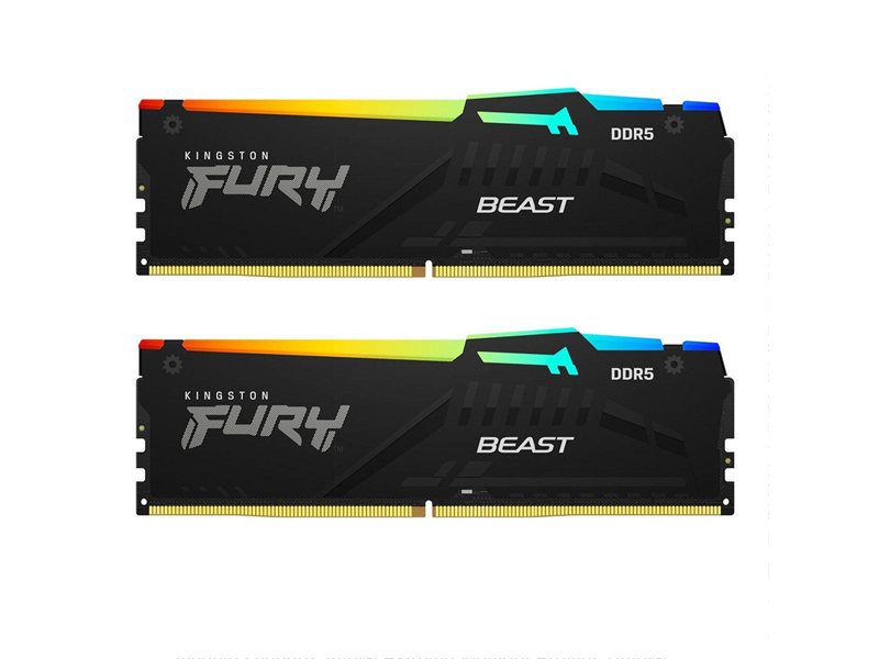 Модуль памяти Kingston 16GB DDR5 5200 DIMM FURY Beast Black RGB  kit 2*8,Non-ECC,  CL40, 1.25V, 288-pin RTL