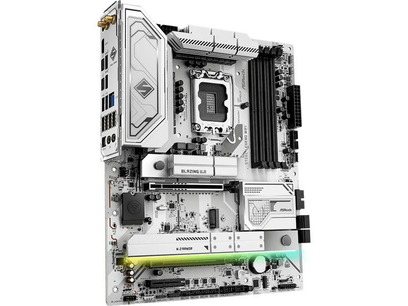 Материнская плата ASROCK Z890 STEEL LEGEND WIFI, LGA1851, Z890, 4*DDR5, 4*SATA, 4*M.2, 6*USB 3.2, 2*USB 2.0, 2*Type-C, 2*PCIx16, 1*PCIx4, 1*M.2 (Key E), HDMI, ATX