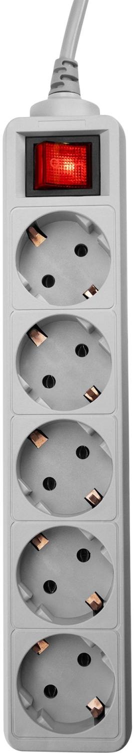 Сетевой фильтр PC Pet AP01006-E-G 1.8м (5 розеток) серый (пакет ПЭ)