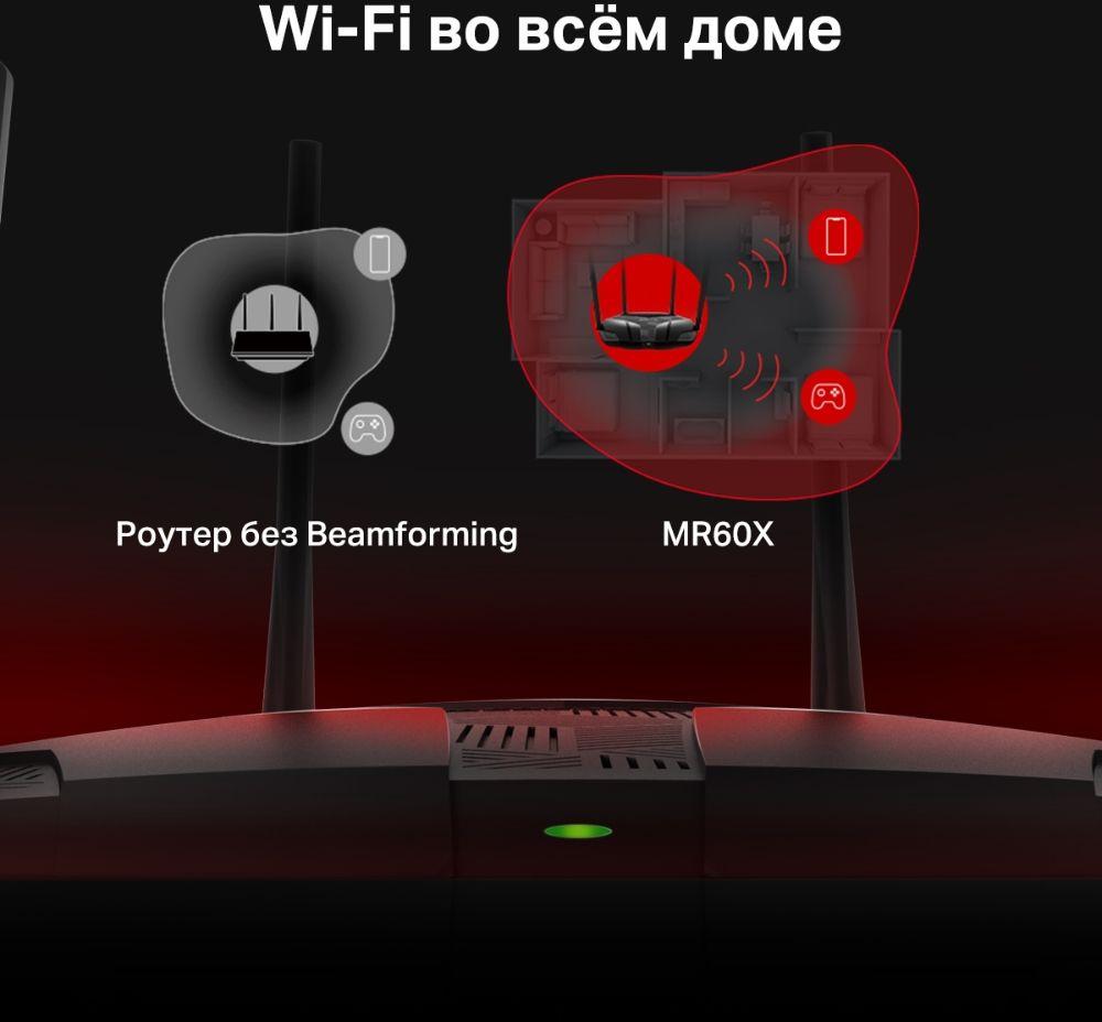 Роутер беспроводной Mercusys MR60X AX1500 10/100/1000BASE-TX черный