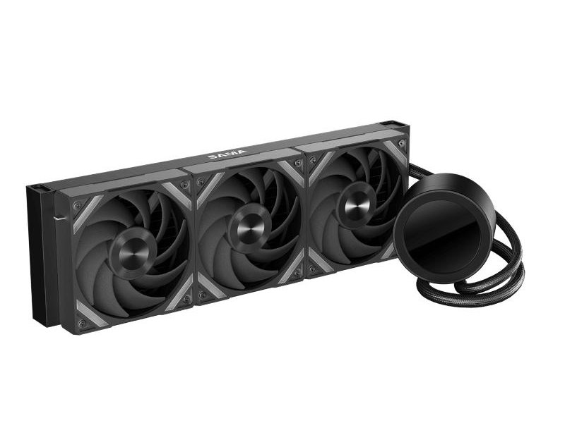 Водяное охлаждение для процессора/ Water Cooling System SAMA Q70 Black (360mm, LED temp., Black, ARGB/ Fans: 3x120mm, 86CFM, 30dBA, 2600RPM/ Pump height 64mm, 30dBA, 2800RPM, Rad thickness 27mm/ S: 1851, 1700, 1200, 20XX, 115X, AM5, AM4)