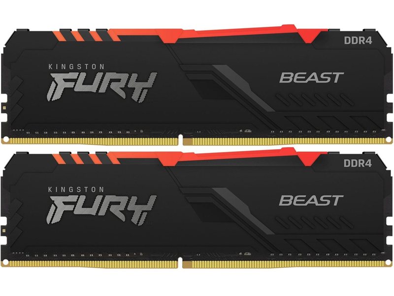 Память DDR4 2x8GB 3200MHz Kingston KF432C16BB2AK2/16 Fury Beast RGB RTL Gaming PC4-25600 CL16 DIMM UDIMM 288-pin 1.35В kit dual rank с радиатором Ret
