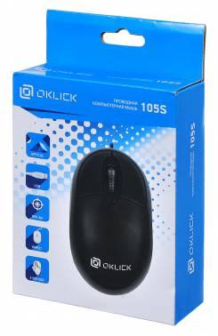 Мышь Оклик 105S черный оптическая 800dpi USB для ноутбука 3but (400941)