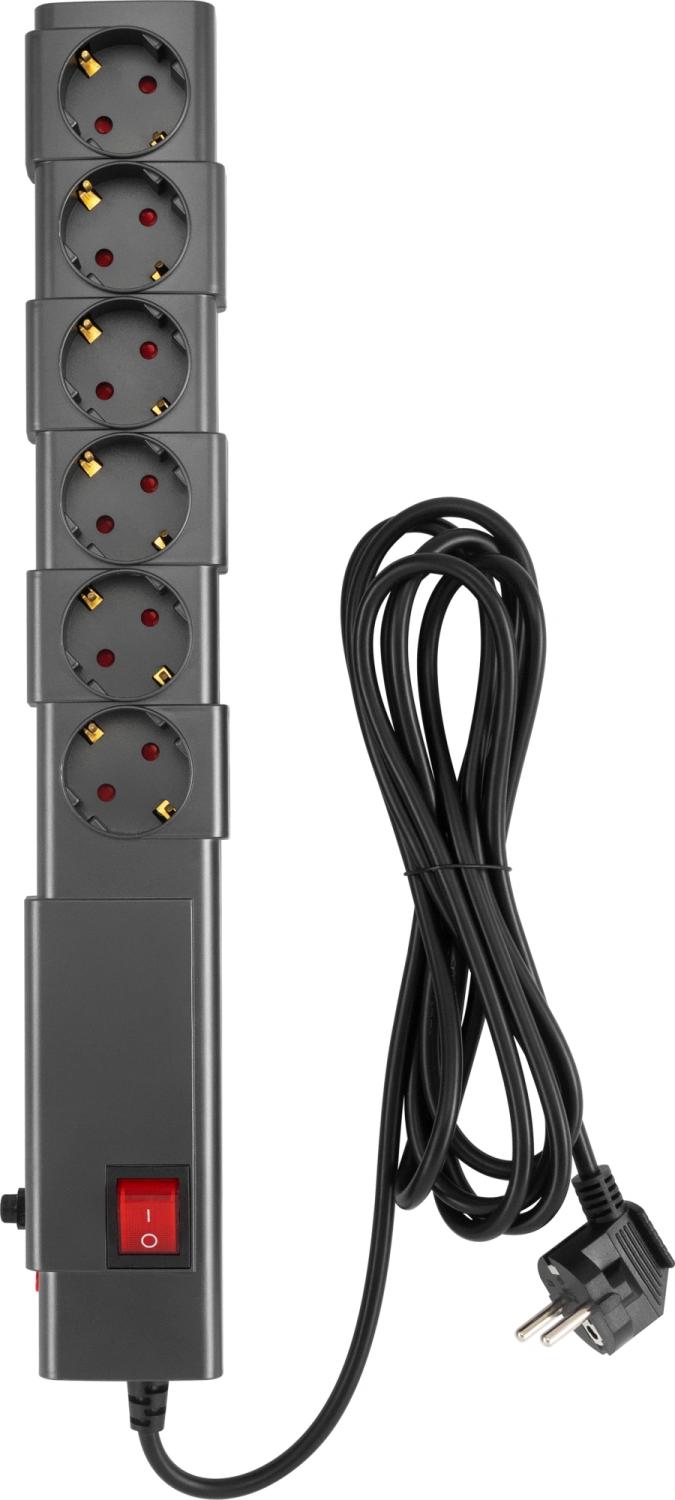 Сетевой фильтр Buro 600SPro-16-3-G 3м (6 розеток) графитовый (коробка)