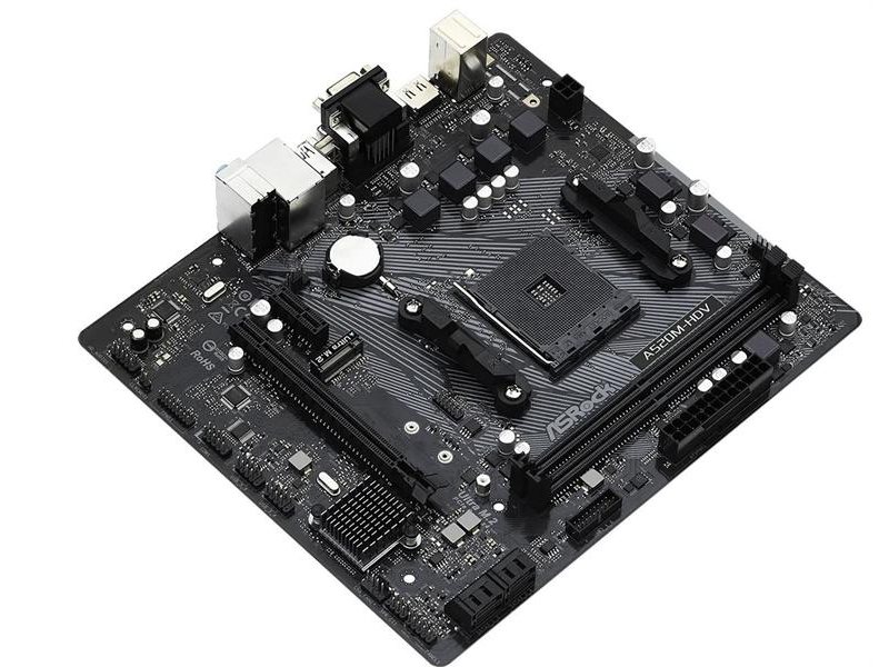 Материнская плата ASROCK A520M-HDV, AM4, A520, 2*DDR4, 4*SATA, 1*M.2, 4*USB 3.2, 2*USB 2.0, 1*PCIx16, 1*PCIx1, D-Sub+DVI-D+HDMI, mATX
