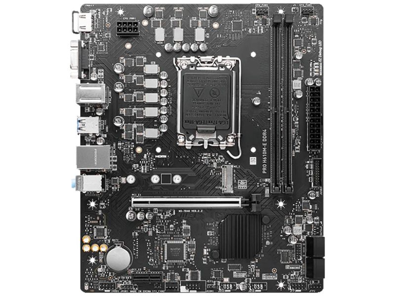 Материнская плата MB MSI INTEL H610 s1700, 2xDDR5(96GB), D-SUB/HDMI 1.4, 1xPCIe 4.0x16, 1xPCIe 3.0, 1xLAN, 4xSATA 6Gb/s, 1xM.2, 2xUSB 3.2, 4xUSB 2.0, 1xPS/2, mATX