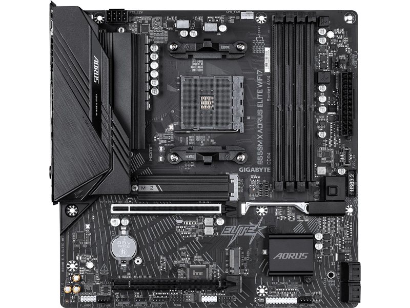 Материнская плата Gigabyte B550M X A ELITE WF7 Soc-AM4 AMD B550 4xDDR4 mATX AC`97 8ch(7.1) 2.5Gg RAID+HDMI+DP