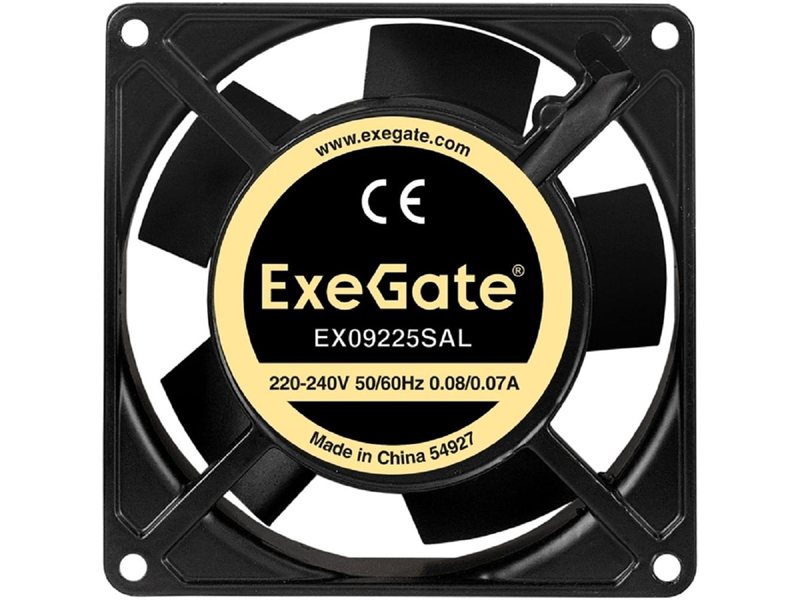 Exegate EX289005RUS Вентилятор 220В ExeGate EX09225SAL (92x92x25 мм, Sleeve bearing (подшипник скольжения), подводящий провод 30 см, 2500RPM, 34dBA)