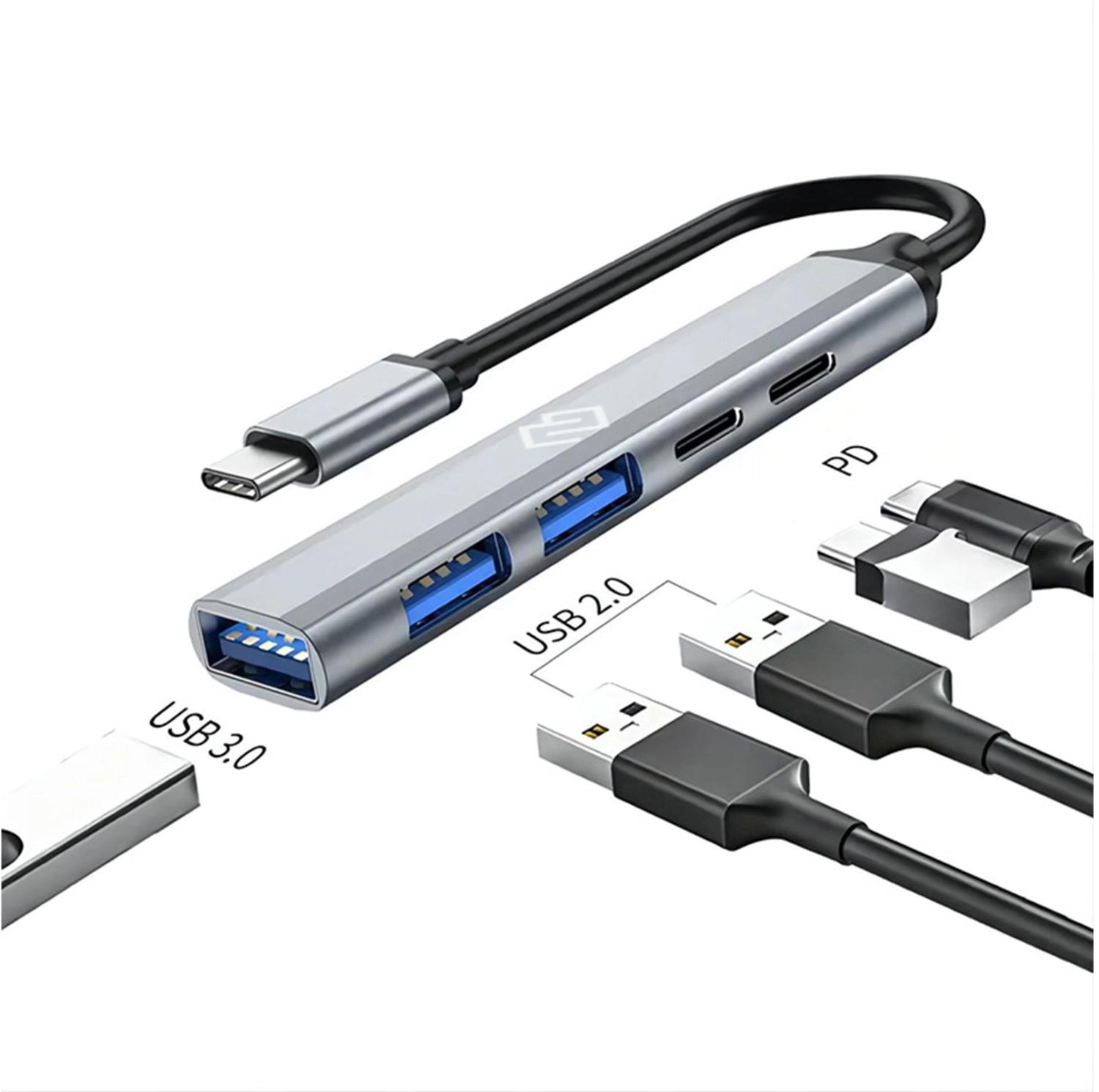 Разветвитель USB-C Digma DHUB-5USB-AC-3.0 5порт. серебристый