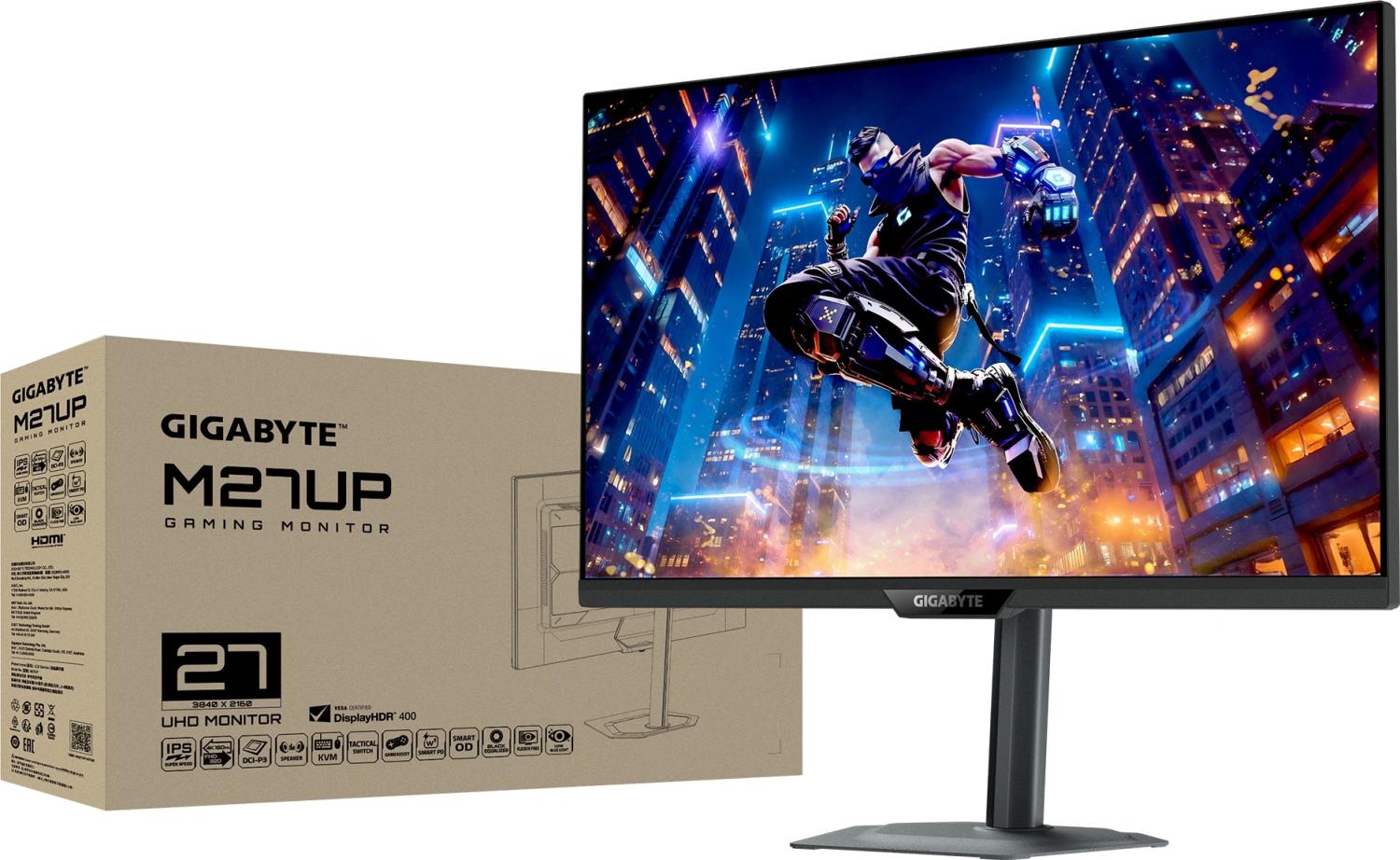 Монитор Gigabyte 27" M27UP черный IPS LED 16:9 HDMI M/M матовая HAS Piv 350cd 178гр/178гр 3840x2160 160Hz G-Sync DP 4K USB 6.65кг