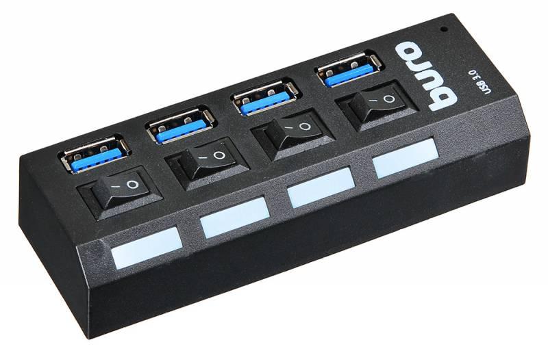 Разветвитель USB 3.0 Buro BU-HUB4-U3.0-L 4порт. черный